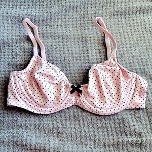 VS Body by Victoria Unlined Demi convertible Bra 34C Pink w/Black dots ~ NWOT